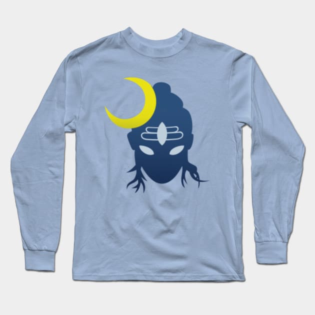 Shiva crescent moon Long Sleeve T-Shirt by Kydpapaiya